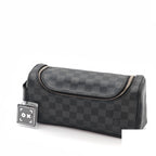 Louis Vuitton Toilet Pouch Travel Wide Tube Black Gray