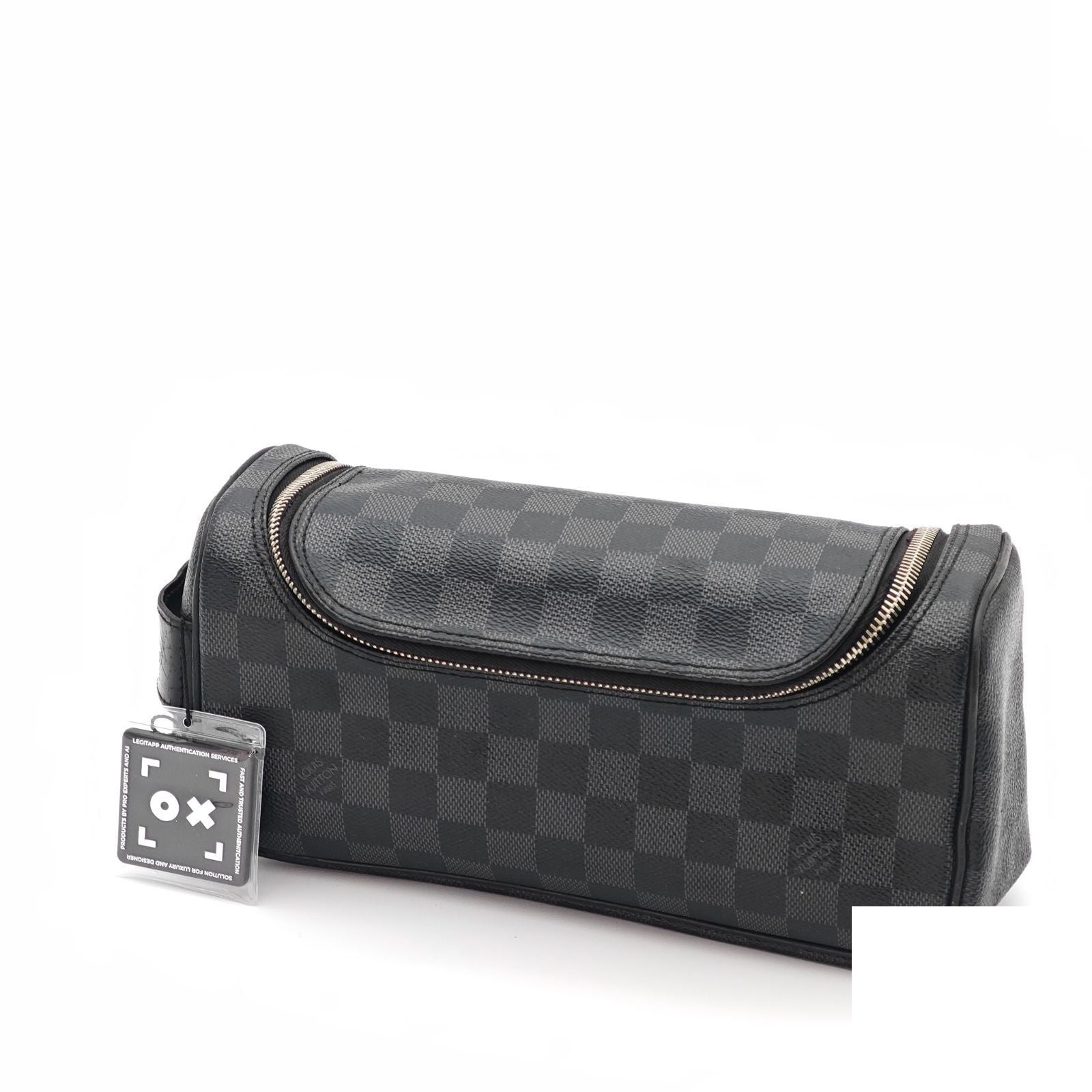 Louis Vuitton Toilet Pouch Travel Wide Tube Black Gray
