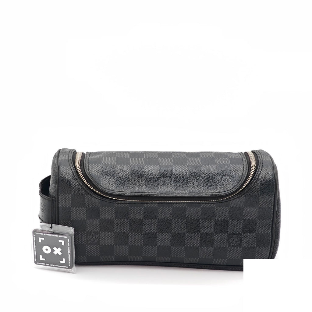 Louis Vuitton Toilet Pouch Travel Wide Tube Black Gray — view 2