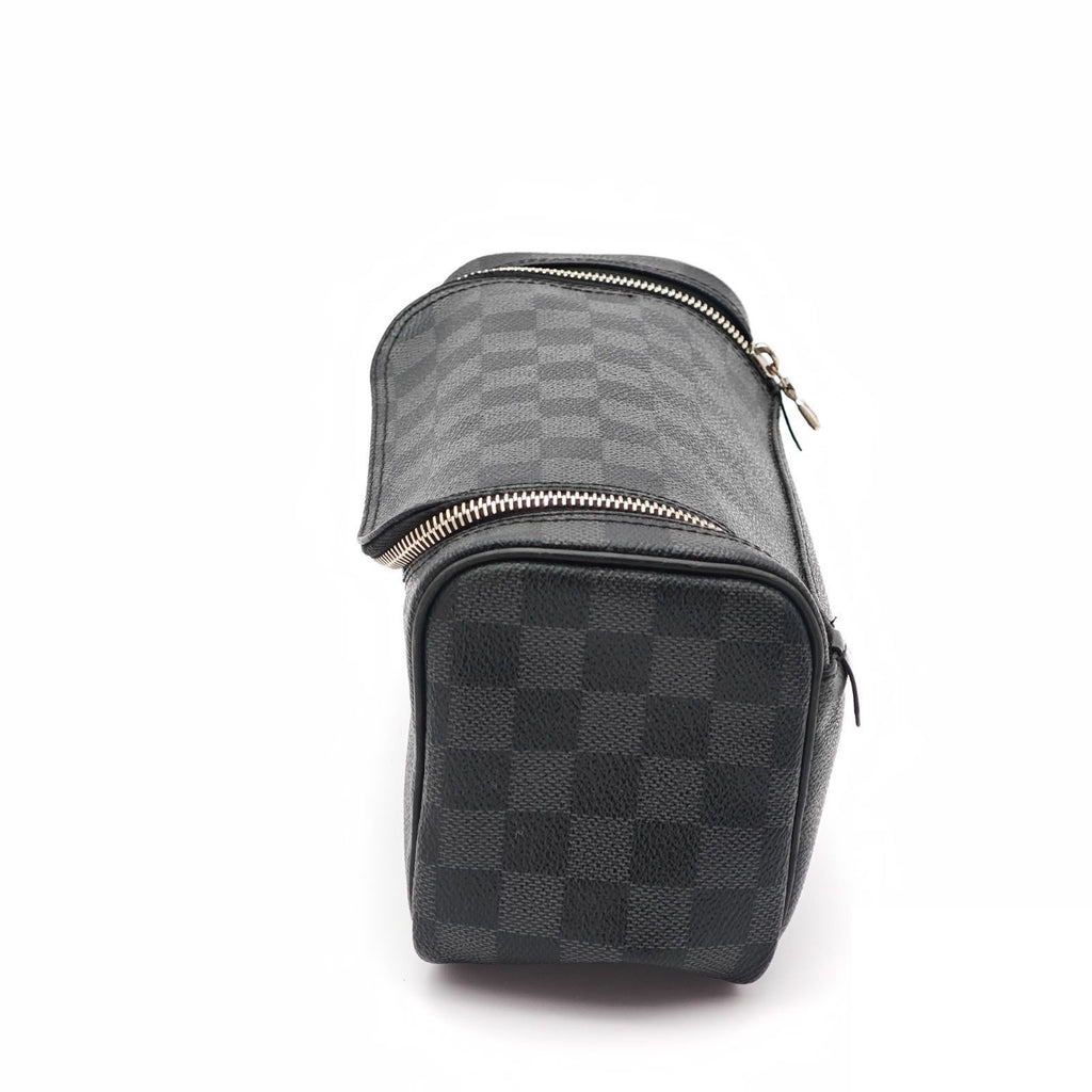 Louis Vuitton Toilet Pouch Travel Wide Tube Black Gray — view 5