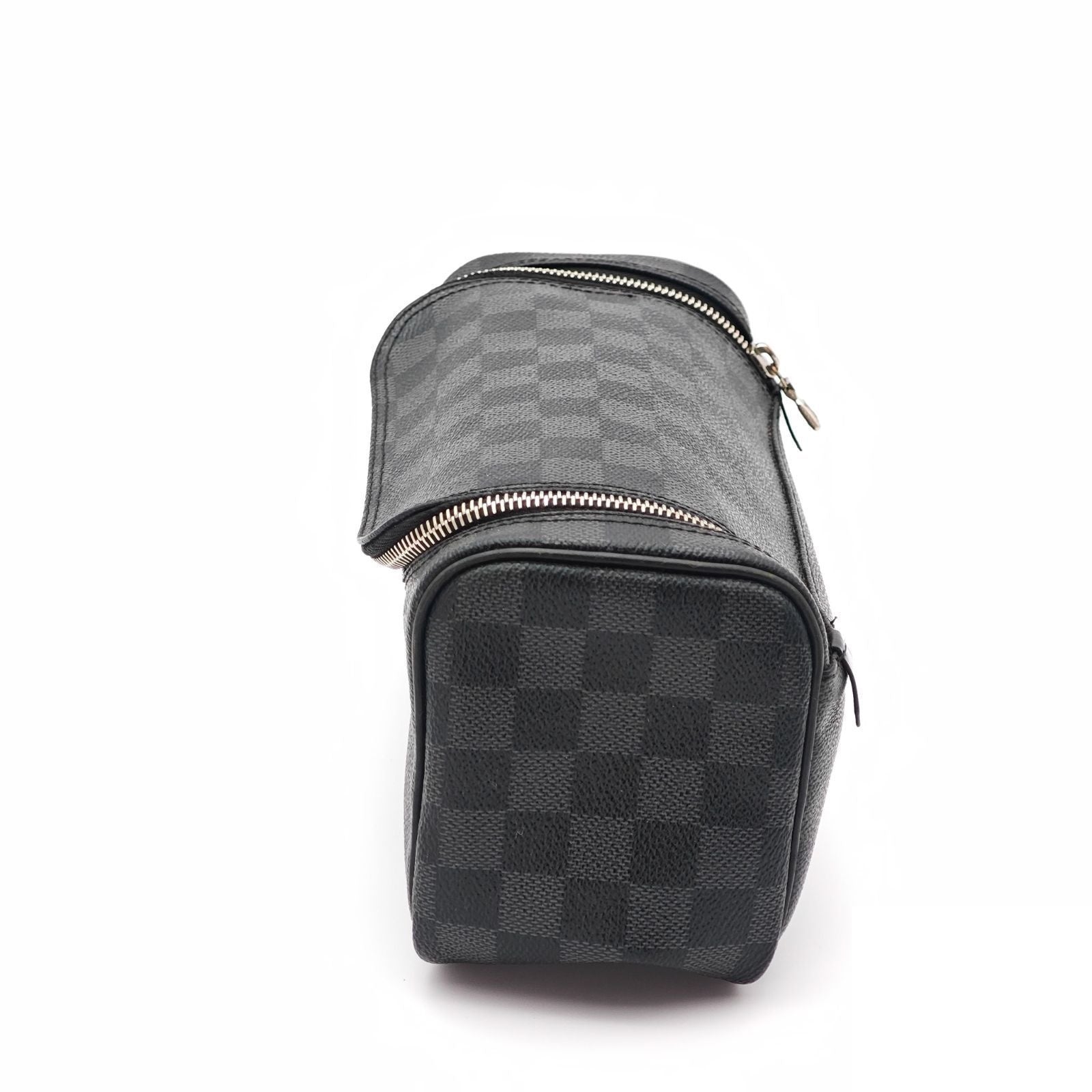 Louis Vuitton Toilet Pouch Travel Wide Tube Black Gray — view 5