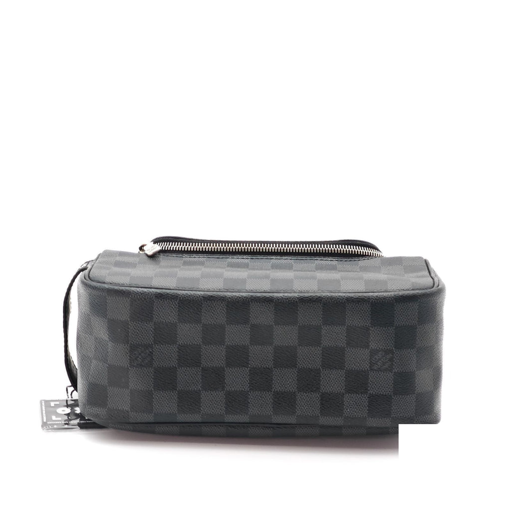 Louis Vuitton Toilet Pouch Travel Wide Tube Black Gray — view 6