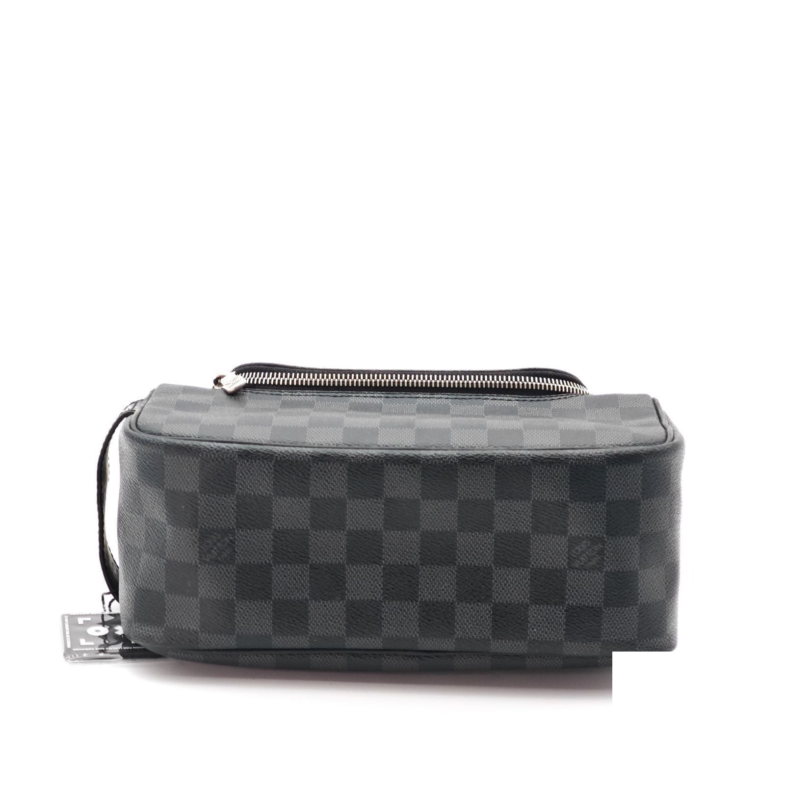 Louis Vuitton Toilet Pouch Travel Wide Tube Black Gray — view 6