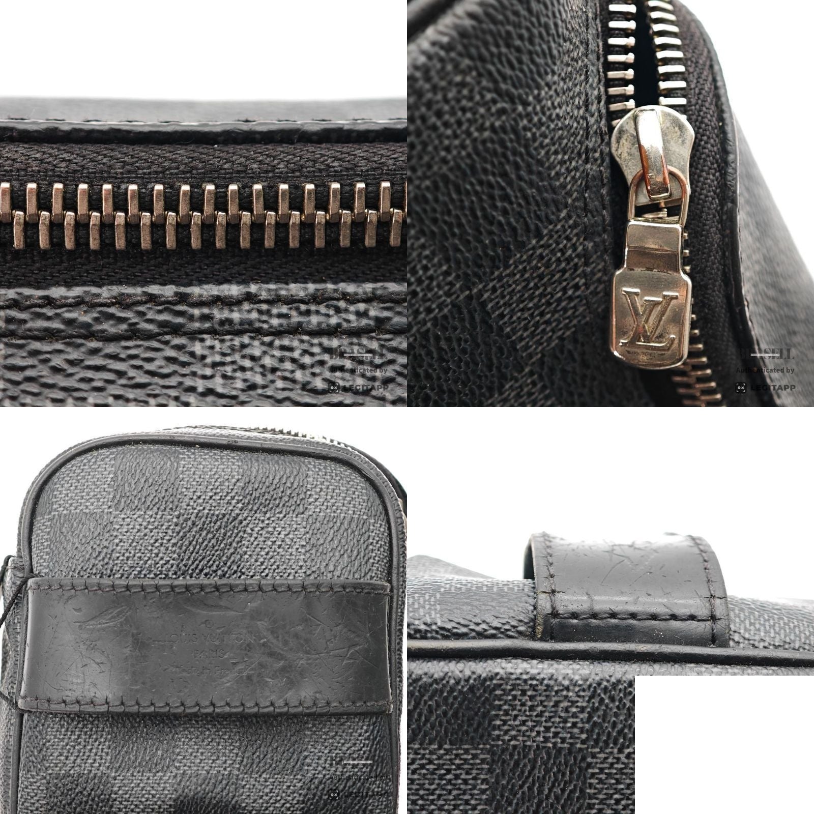 Louis Vuitton Toilet Pouch Travel Wide Tube Black Gray — view 8