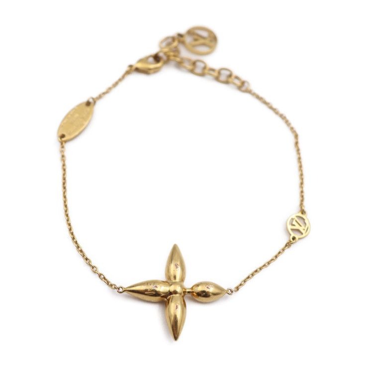 Louis Vuitton Bracelet Louisette Metal Gold Flower Viton — view 2