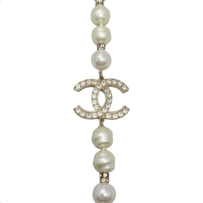 Chanel Long Necklace Coco Mark Pearl Rhinestone — view 4
