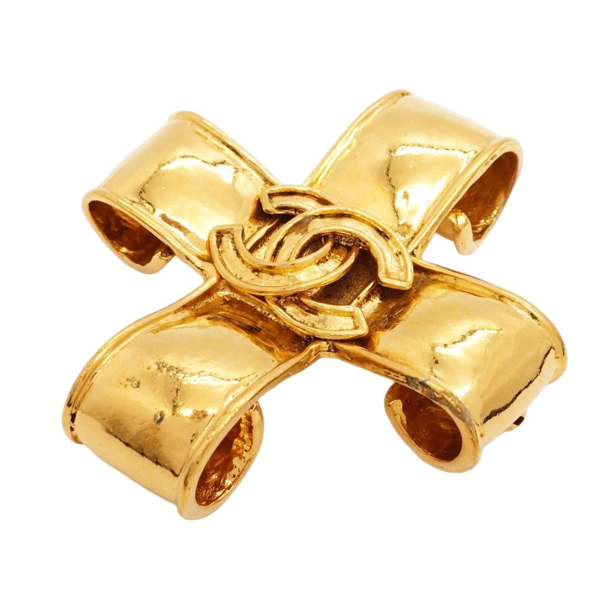 Chanel Brooch Vintage CC Logo Gold Plated — view 2