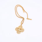 Chanel Chain Necklace Coco Mark Gold Accessory Vintage Flower Motif