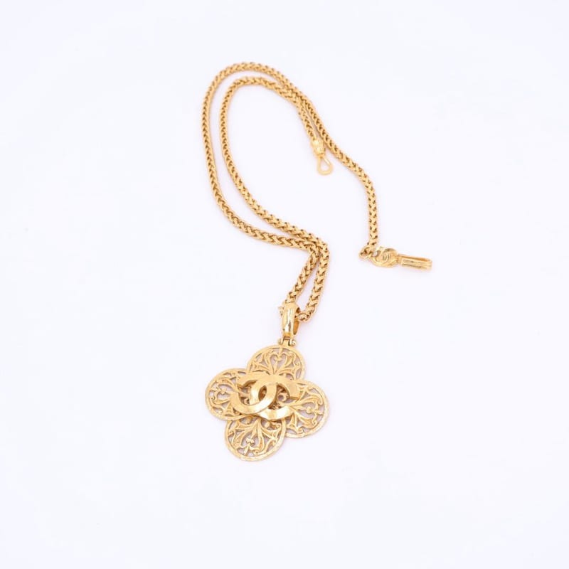 Chanel Chain Necklace Coco Mark Gold Accessory Vintage Flower Motif — view 2