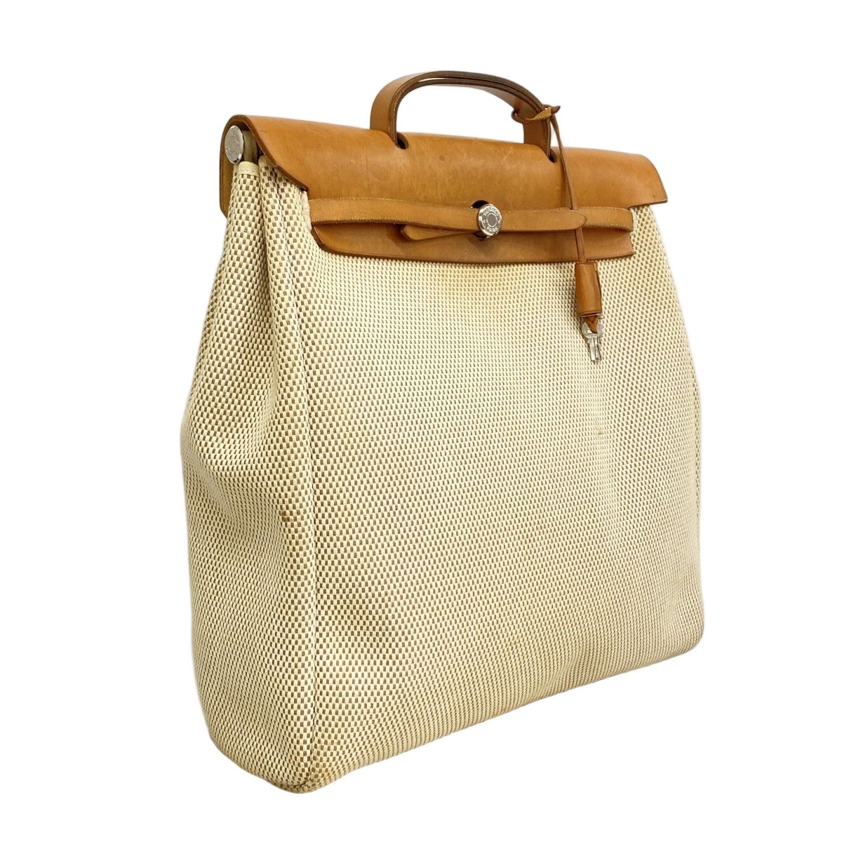Hermes Handbag Herbag MM Toile GM Natural Silver — view 2