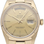 Rolex Day Date Watch 18k Yellow Gold Champagne Gold Oh Polished
