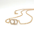 Christian Dior Clair D LUNE Necklace Pendant Choker Gold Logo Rhinestone