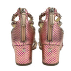 Chanel Sandals Shoes Leather Pink Silver Coco Mark Chain Dot Metallic — view 5