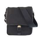 Prada Tessuto Triangle Logo Plate Black Silver Hardware Nylon Shoulder Bag