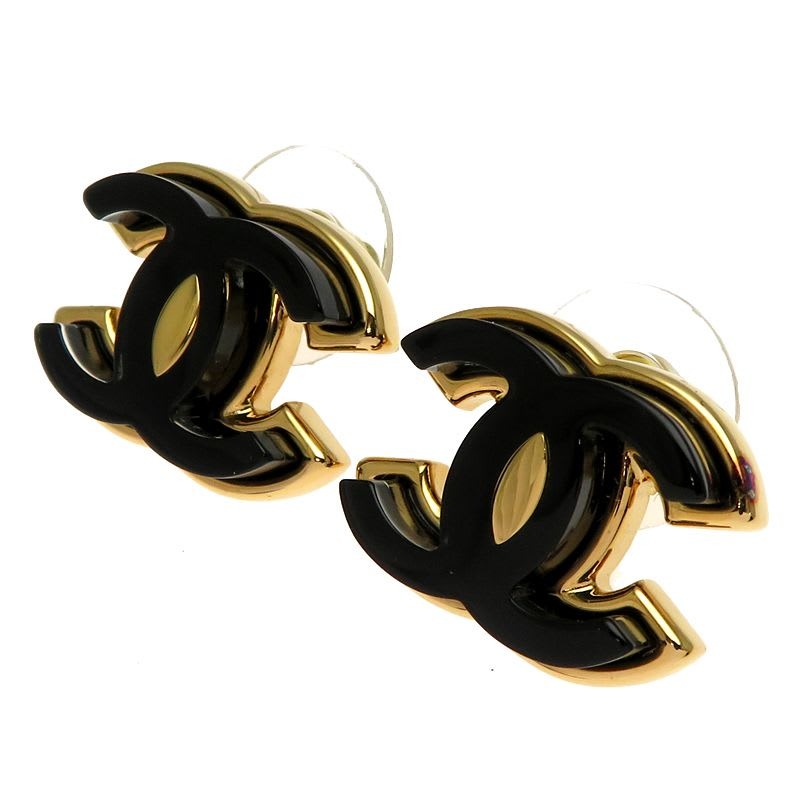 Chanel Iconic CC Black and Gold-Tone Earrings — view 2