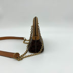 Celine Macadam Brown Tea Vintage Small Mini Chain Shoulder Bag Back Purse — view 5