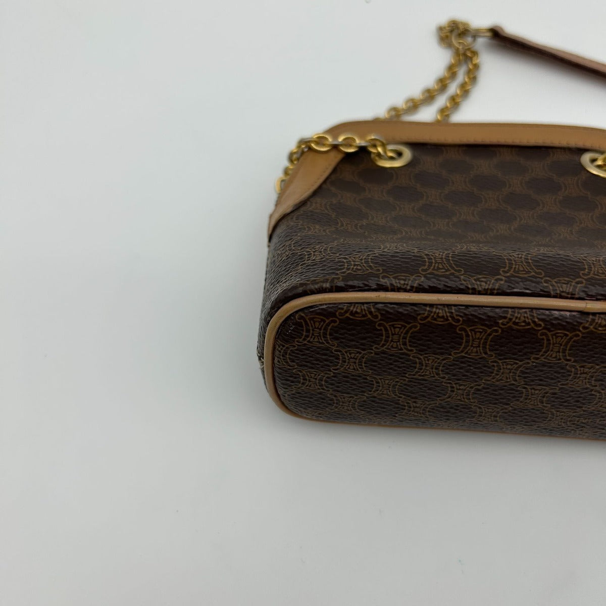 Celine Macadam Brown Tea Vintage Small Mini Chain Shoulder Bag Back Purse — view 8