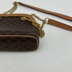 Celine Macadam Brown Tea Vintage Small Mini Chain Shoulder Bag Back Purse — view 9