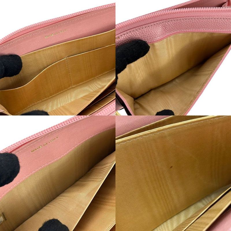 Chanel Round Zipper Long Wallet Caviar Leather 9 th Coco Mark — view 7