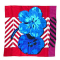 Dior D-flower Pop Scarf Shawl Floral Red Blue Silk