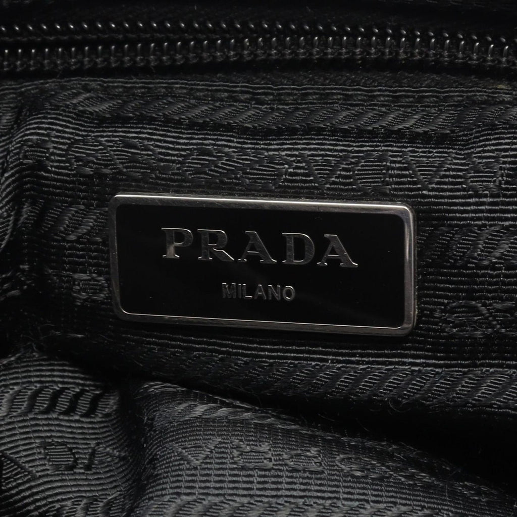 Prada Shoulder Bag Black Nylon Saffiano Leather — view 4