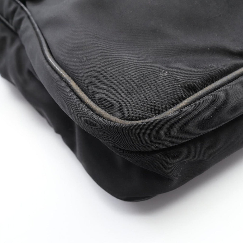 Prada Shoulder Bag Black Nylon Saffiano Leather — view 5