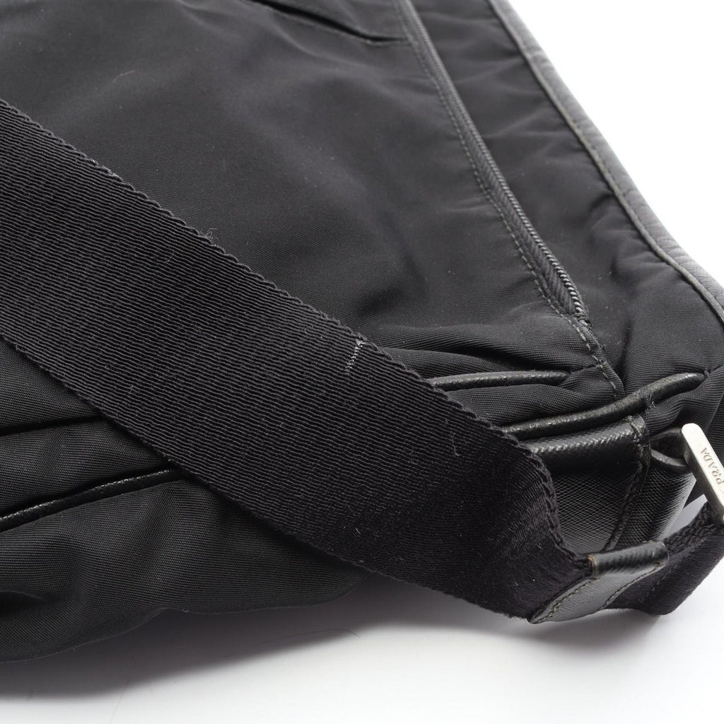 Prada Shoulder Bag Black Nylon Saffiano Leather — view 8