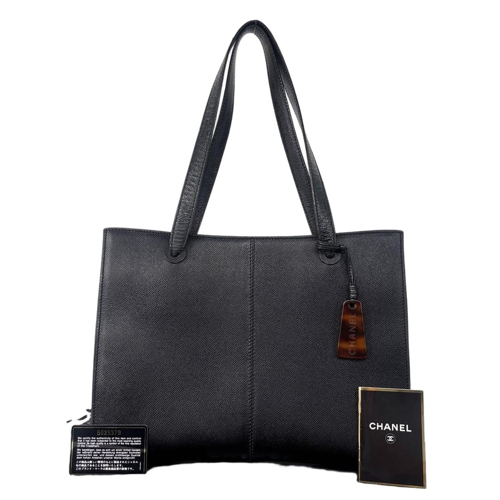 Chanel Caviar Leather Logo Charm Tote