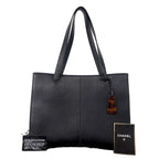 Chanel Caviar Leather Logo Charm Tote