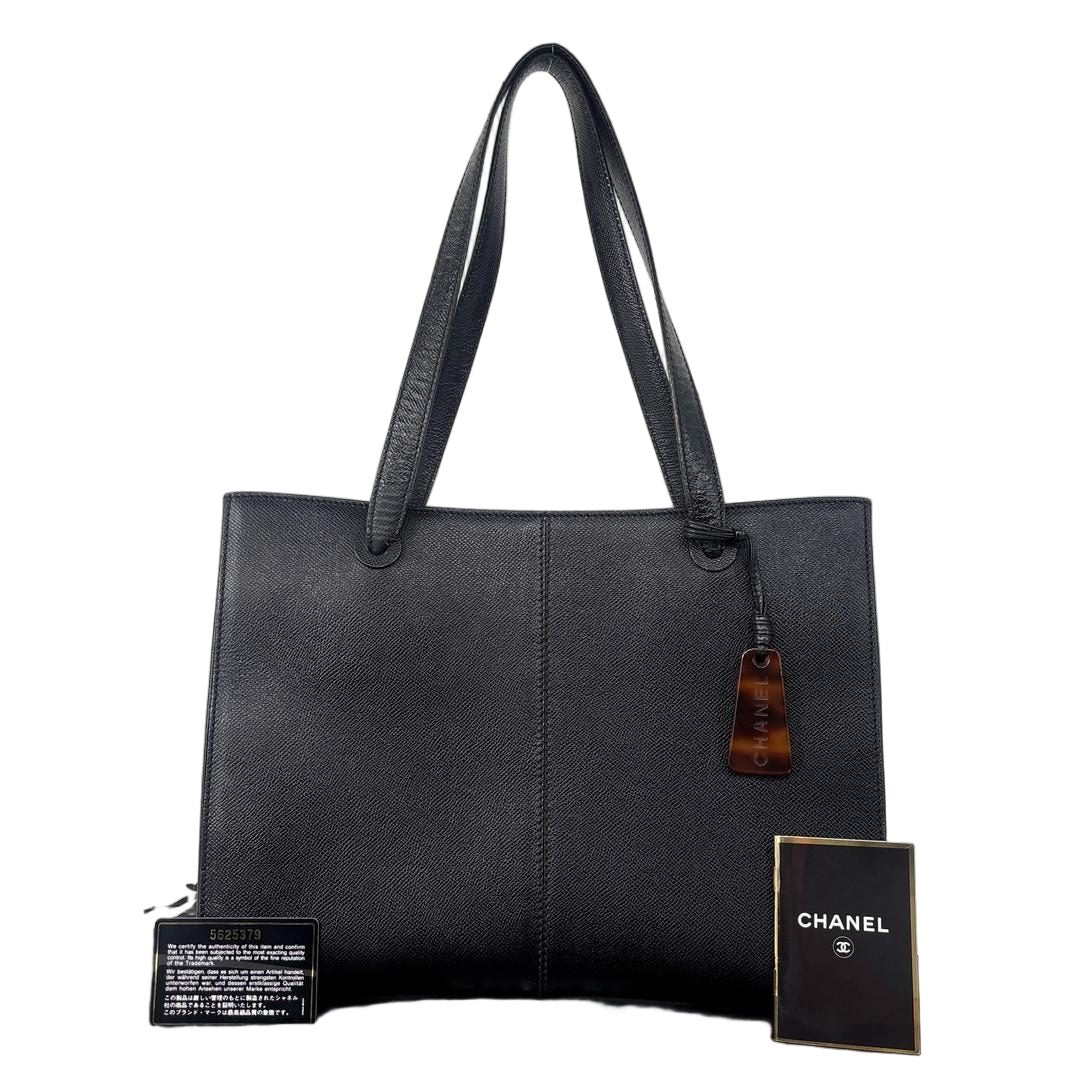 Chanel Caviar Leather Logo Charm Tote