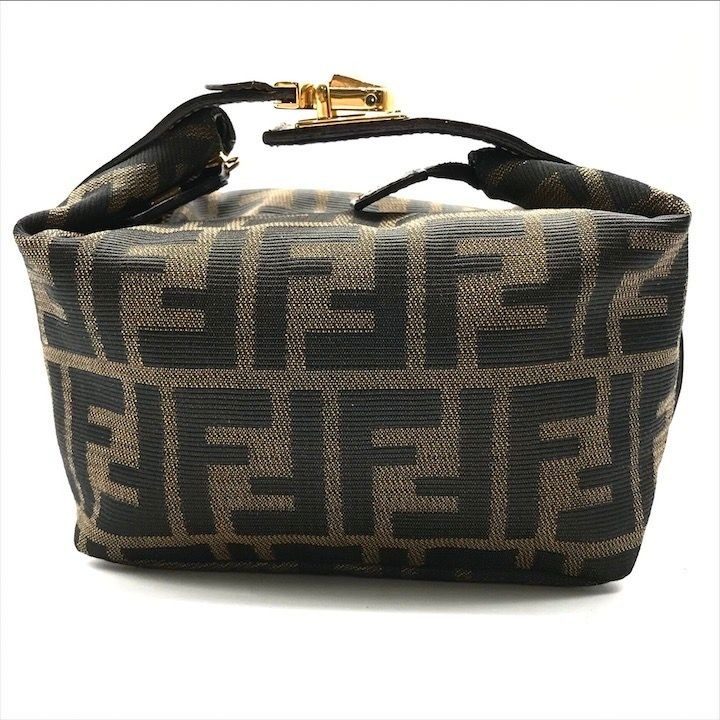 Fendi Zucca All Over Pattern Pouch Vanity Hand Purse