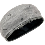 Hermes Beret Cashmere Gray Black Embroidery Hat — view 4