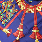 Hermes Scarf Carre 90 Silk Purple Bellflower Red Casy Scarab Pattern — view 6
