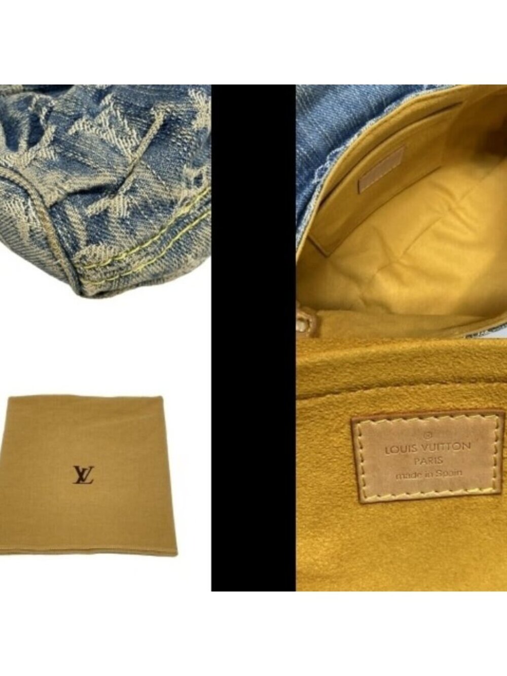 Louis Vuitton Denim Mini Pleaty Vintage Pouch Pochette Bag Monogram