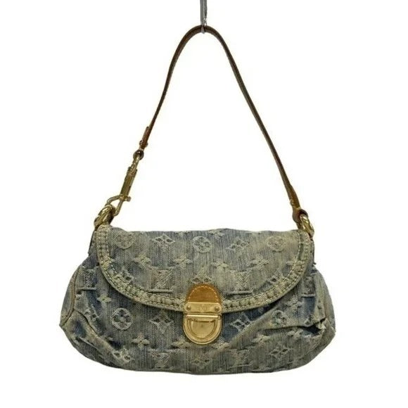Louis Vuitton Denim Mini Pleaty Vintage Pouch Pochette Bag Monogram