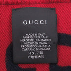 Gucci Wool Silk Jumbo GG Jacquard Fringe Scarf Navy Red — view 7
