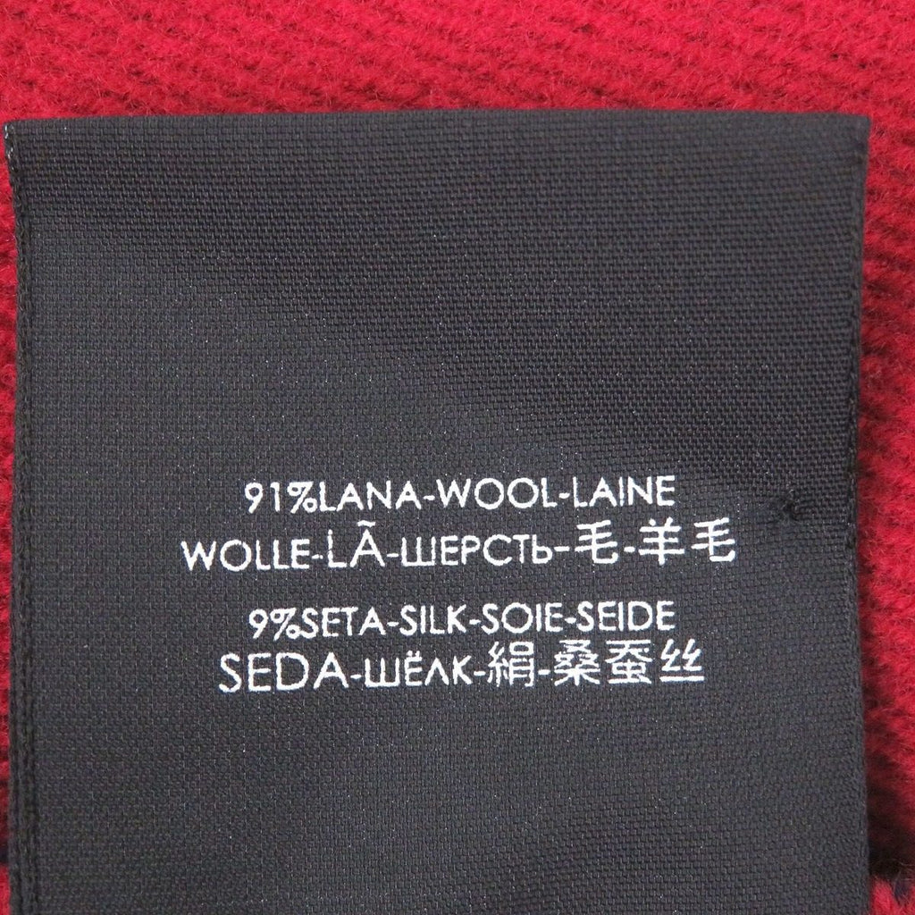 Gucci Wool Silk Jumbo GG Jacquard Fringe Scarf Navy Red — view 8