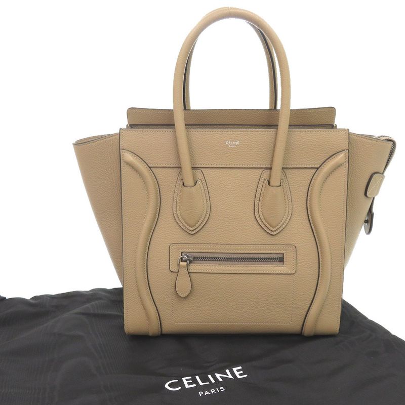 Celine Luggage Micro Shopper Leather Beige Handbag 1112 — view 2