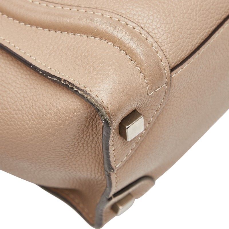 Celine Luggage Micro Shopper Beige Leather — view 7