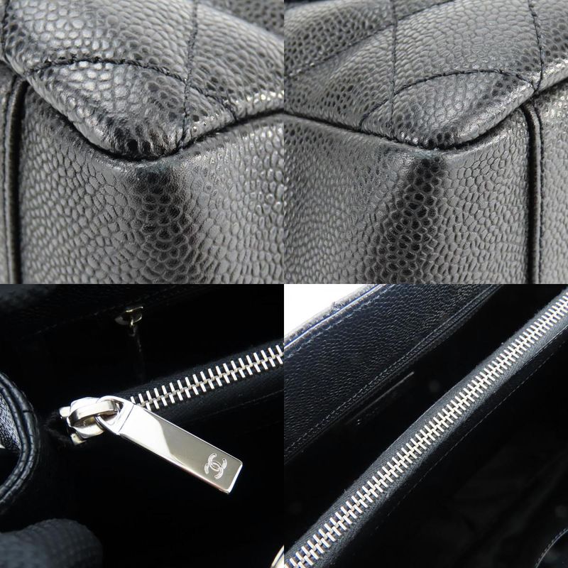 Chanel Tote Bag Grand Shopping GST Quilted Caviar Leather Black Silver Hardware Chain 14 Coco — view 5
