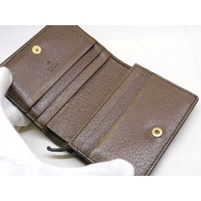 Gucci Ophidia GG Mini Wallet Beige Brown Supreme Canvas Leather — view 3