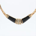 Christian Dior Choker Necklace GP Rhinestones Black And Gold Germany