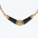 Christian Dior Choker Necklace GP Rhinestones Black And Gold Germany — view 2