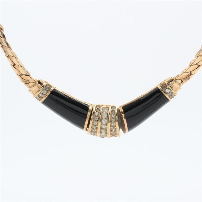 Christian Dior Choker Necklace GP Rhinestones Black And Gold Germany — view 2