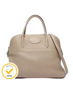 Hermes 2-Way Shoulder Bag Silver Taurillon Clemence Bolide 35