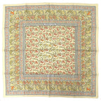 Hermes Carre 90 Indian Hunting Chasse en Inde Scarf Silk Ivory Yellow Light Blue