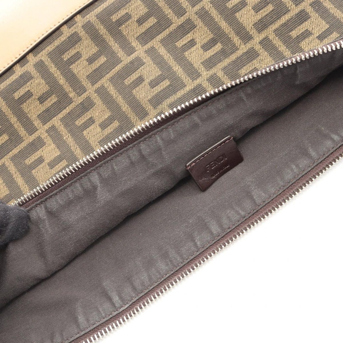 Fendi Shoulder Bag Zucca Brown Canvas Leather — view 5