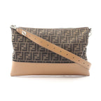 Fendi Shoulder Bag Zucca Brown Canvas Leather