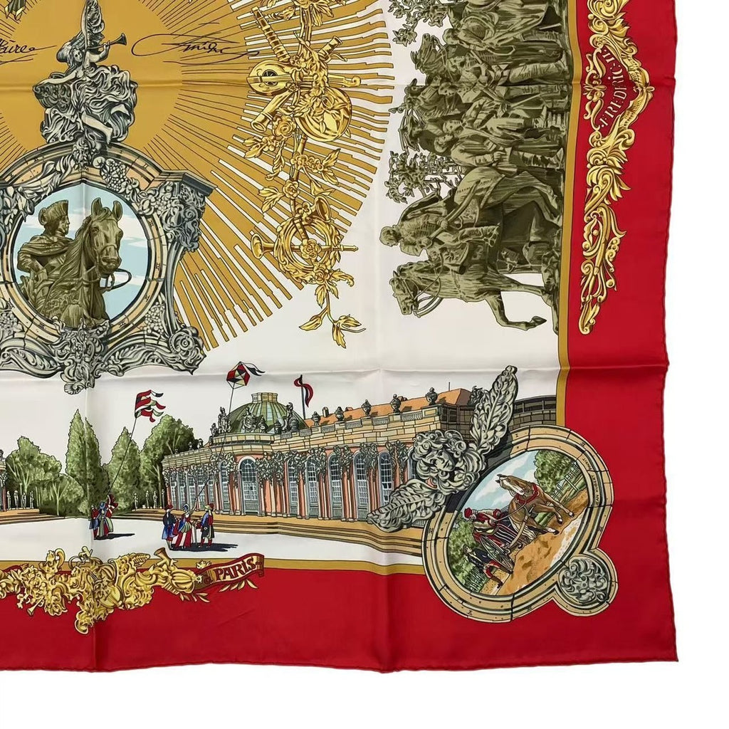 Hermes Scarf Silk Carre 90 Sanssoucy Palace Red — view 5