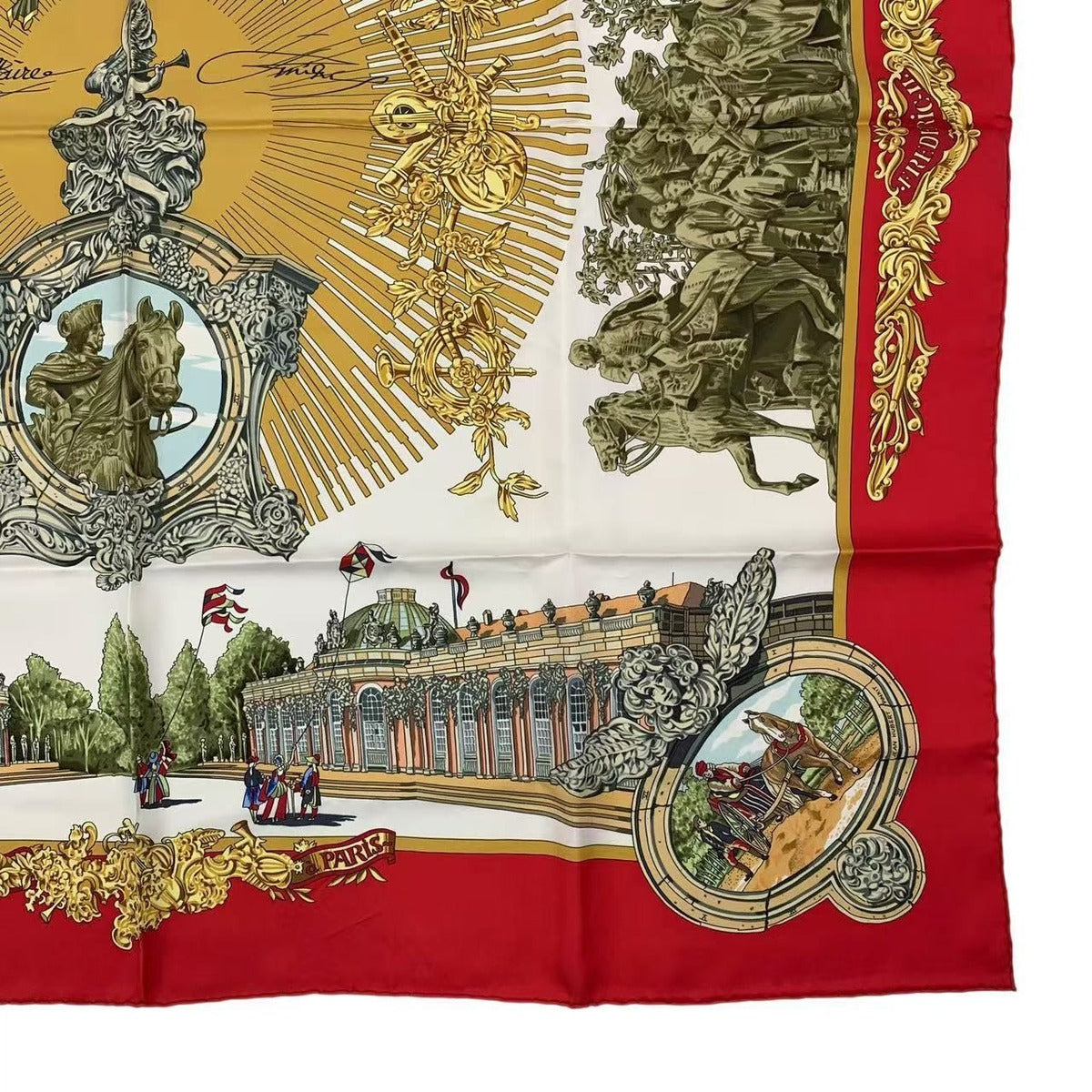 Hermes Scarf Silk Carre 90 Sanssoucy Palace Red — view 5